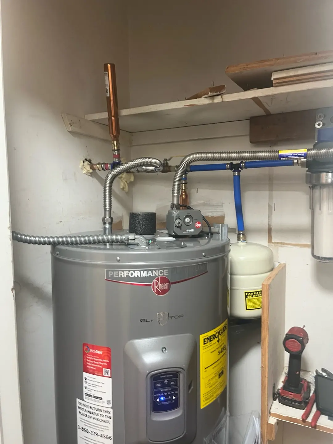 Rheem Performance Platinum water heater installed by Stanley Plumbing in an Oklahoma City home
