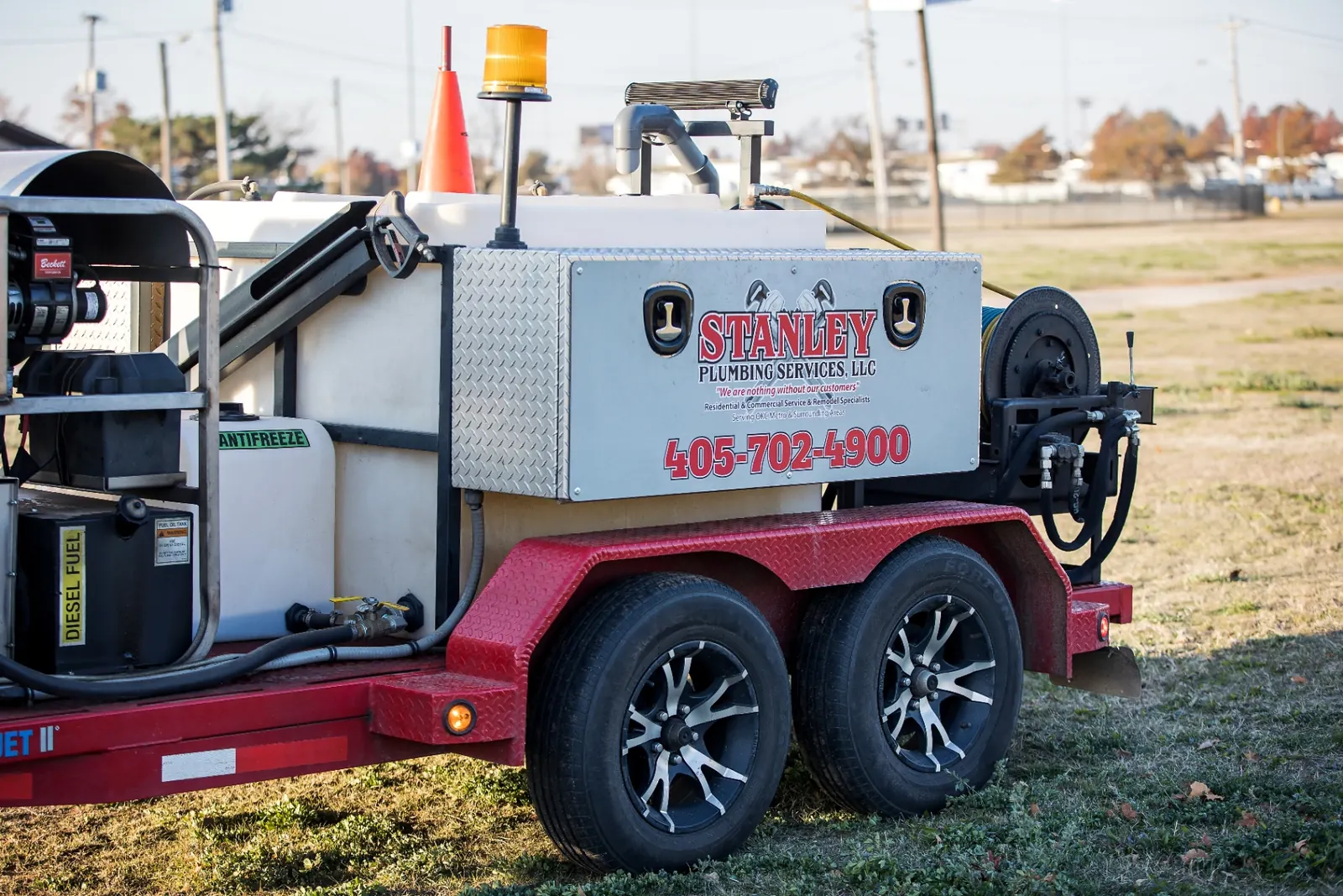Stanley Plumbing high-pressure sewer jetter trailer